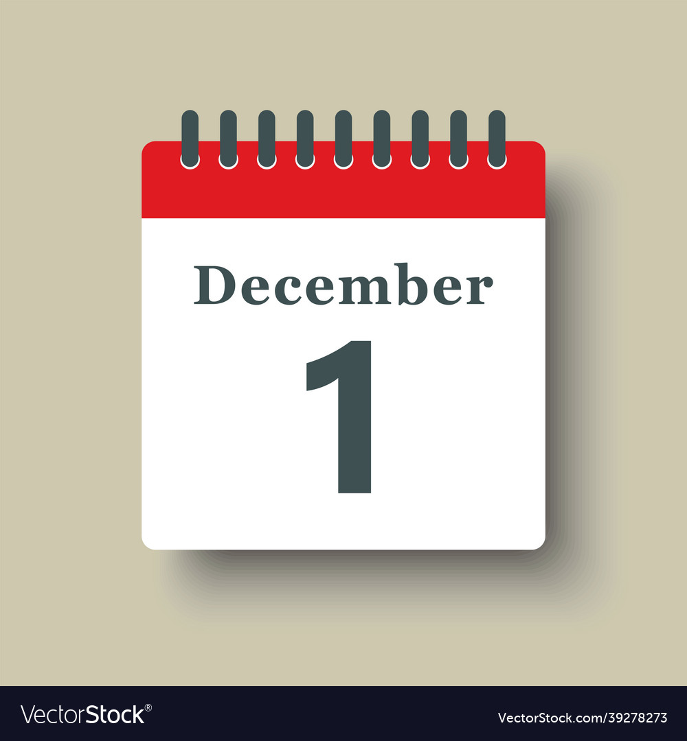 Icon day date 1 december template calendar page