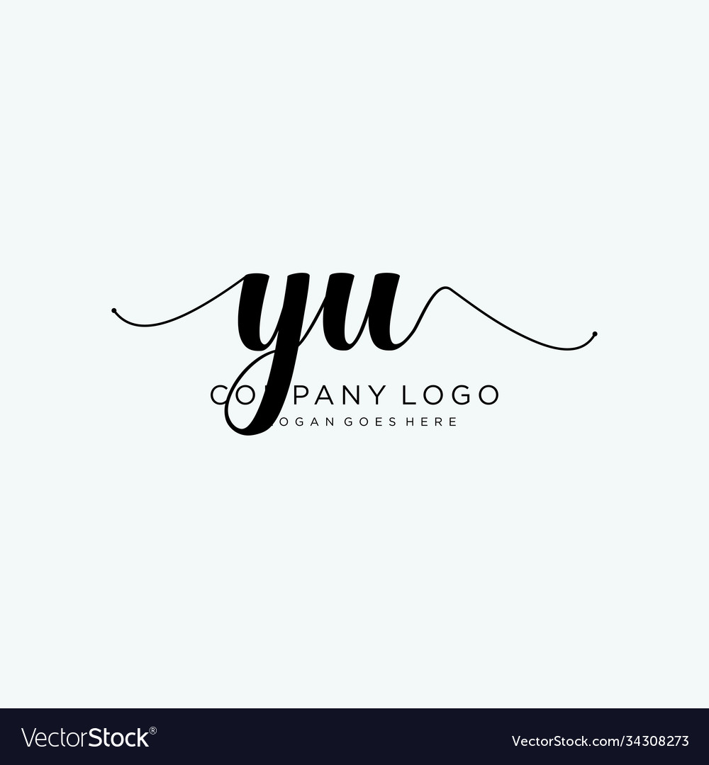Initial yu handwriting logo with circle template
