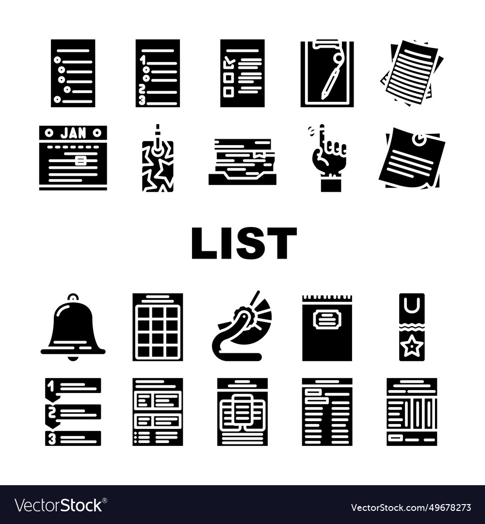 List checklist document check icons set vector image List checklist document check icons set