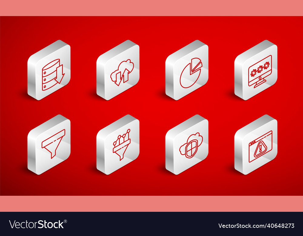 Set line browser with exclamation mark cloud vector image Set line browser with exclamation mark cloud