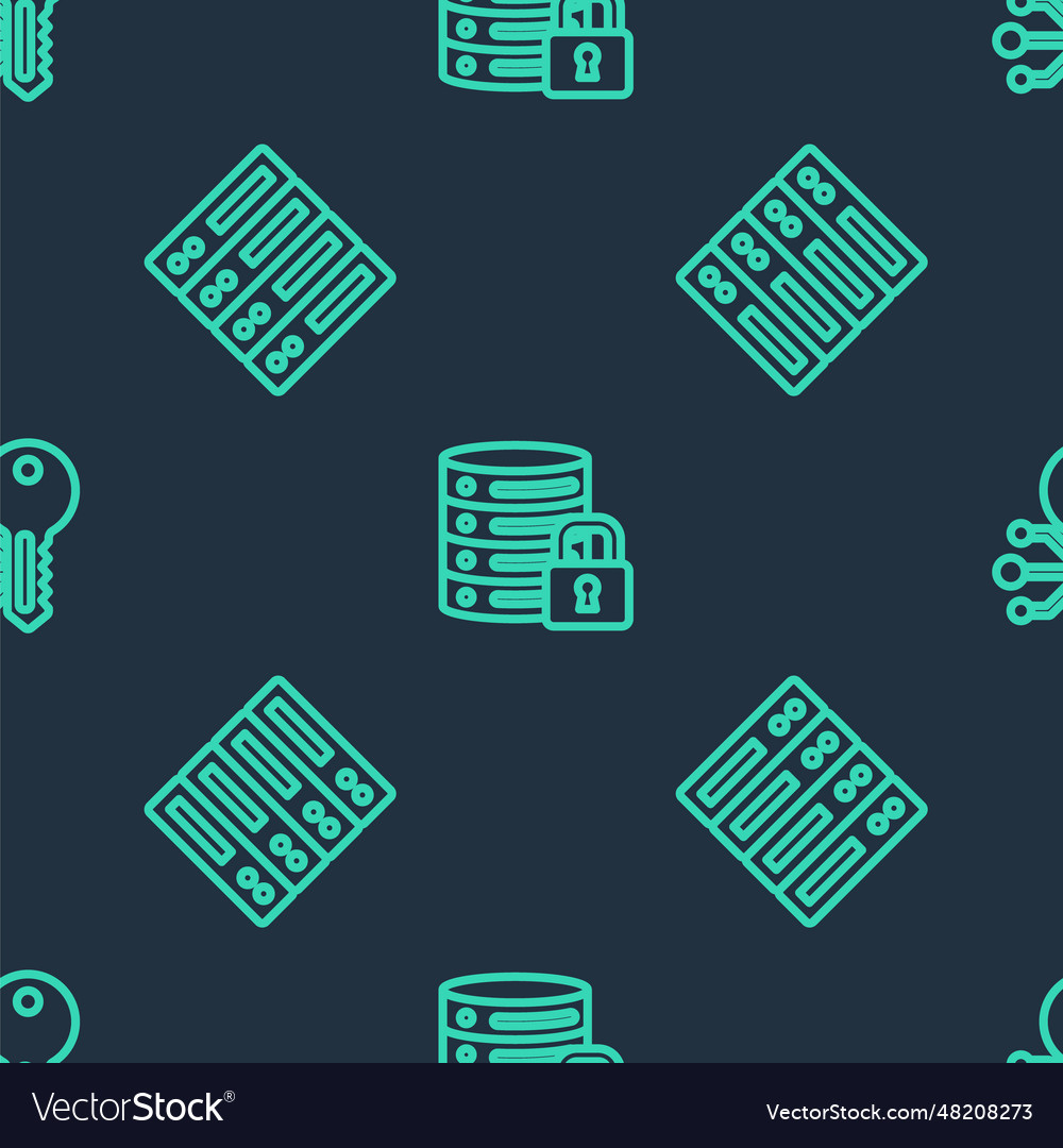 Set line server security with lock data vector image Set line server security with lock data