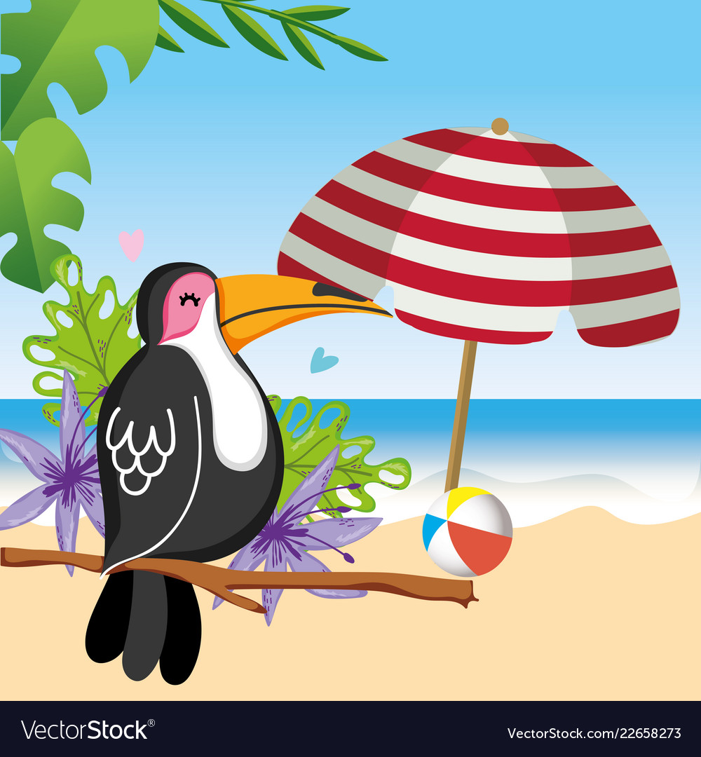 Tropical beach scenery theme cartoon