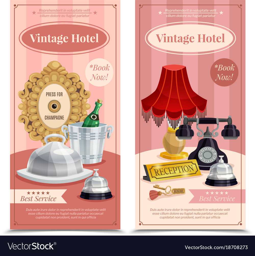 Vintage hotel vertical banner set