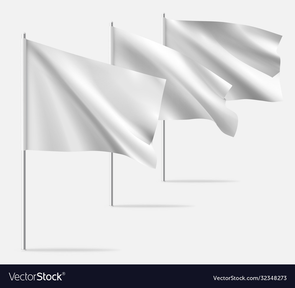 White clean horizontal waving template flag Vector Image