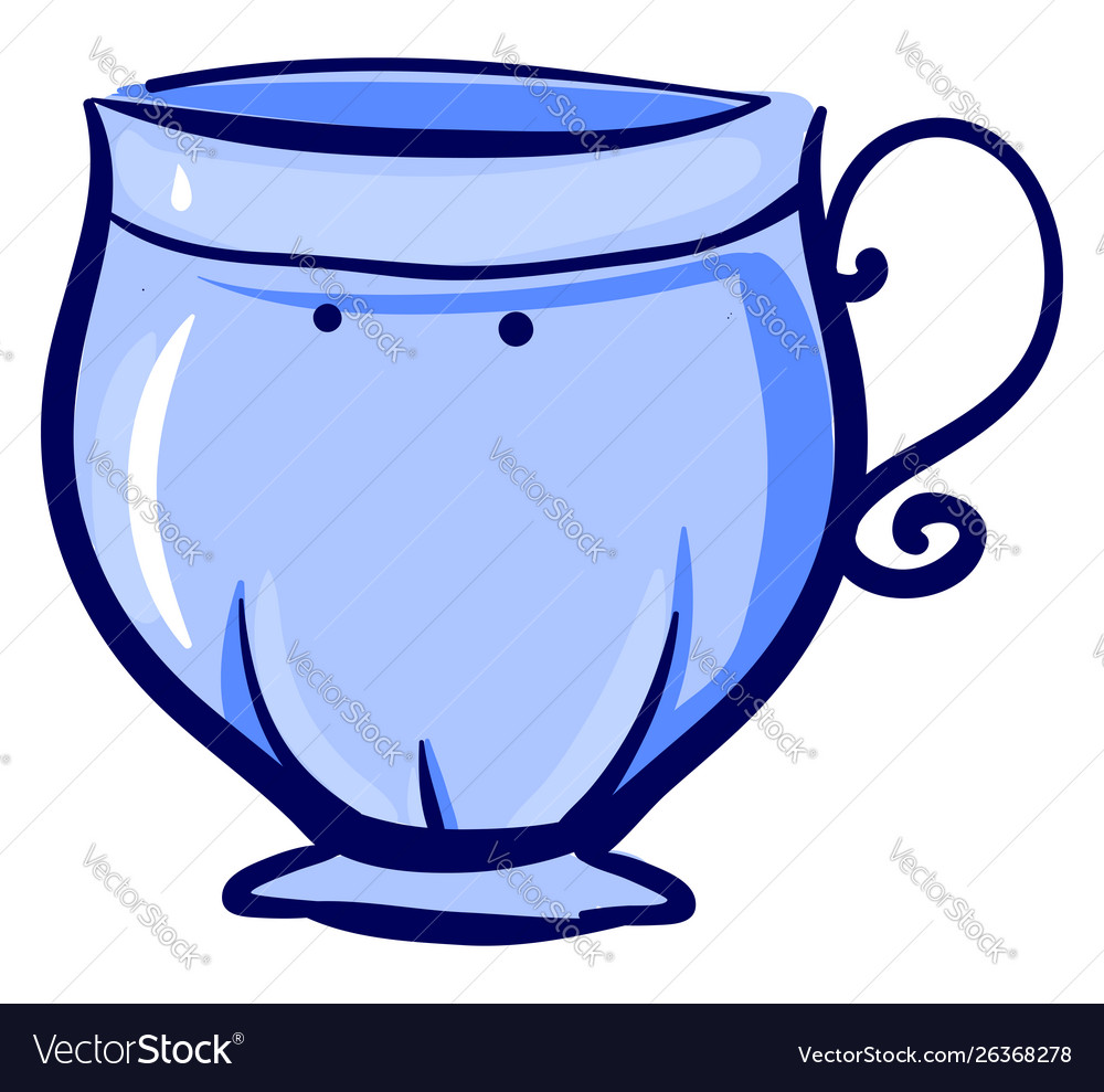 Big blue cup on white background