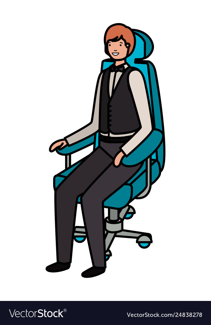 Geschäftsmann sitzen im Bürostuhl avatar vector image Geschäftsmann sitzen im Bürostuhl avatar