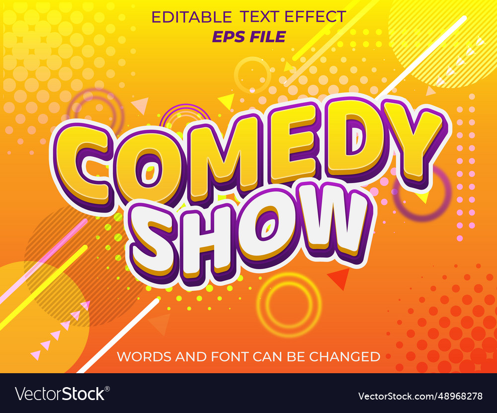 Comedy show text effect font editable typography