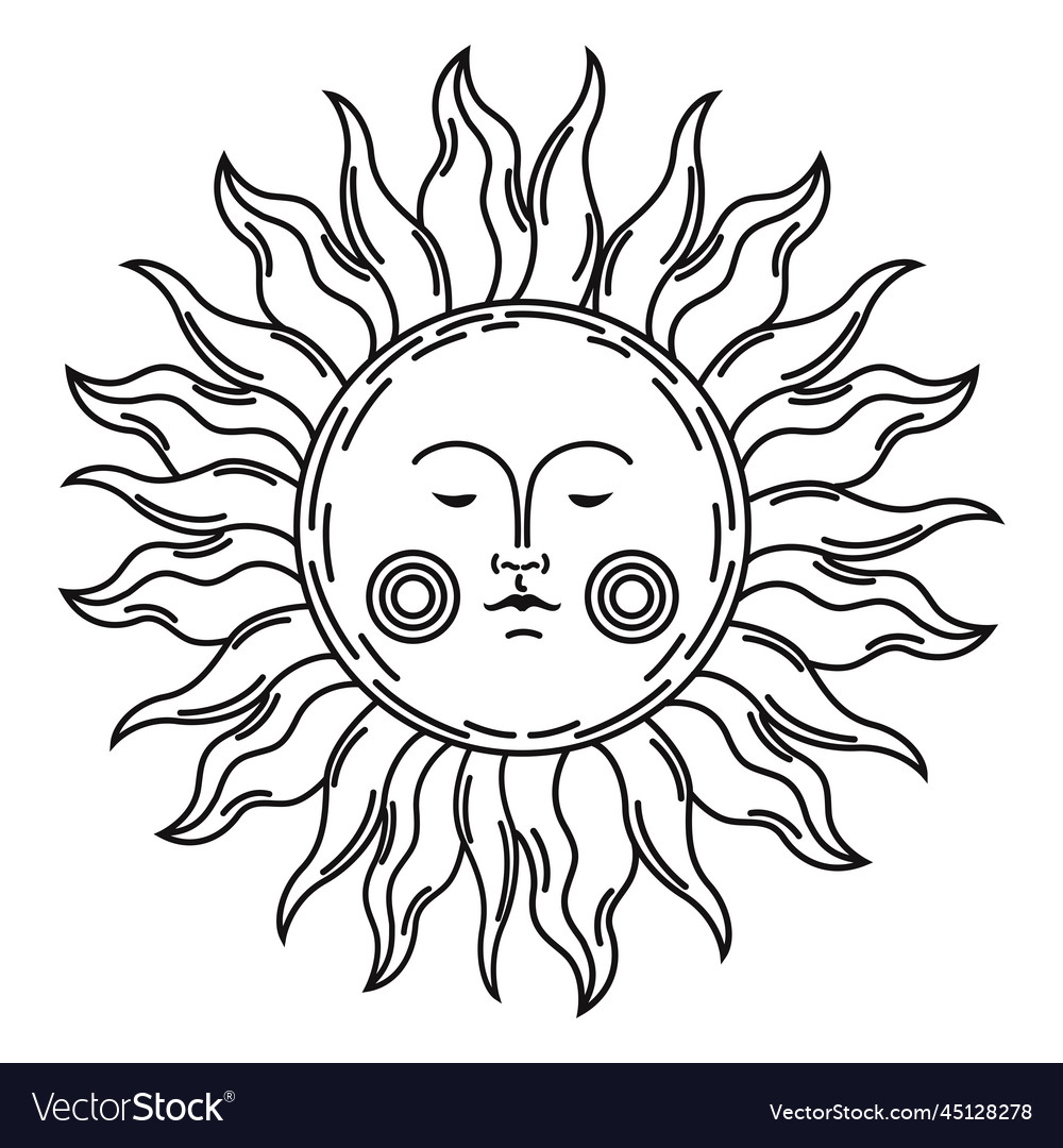 Esoteric sun face symbol Royalty Free Vector Image