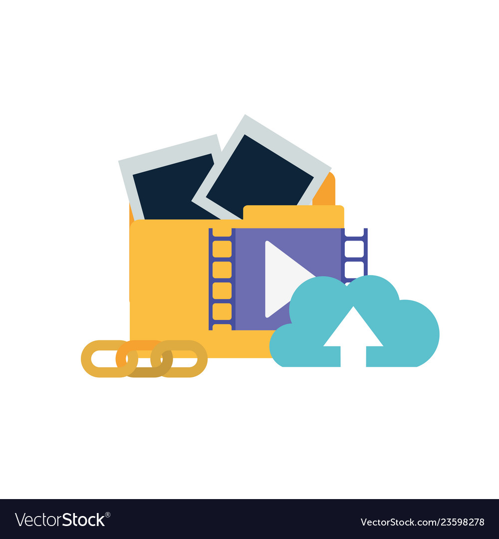 Folder with objects isolated icon vector image Folder with objects isolated icon