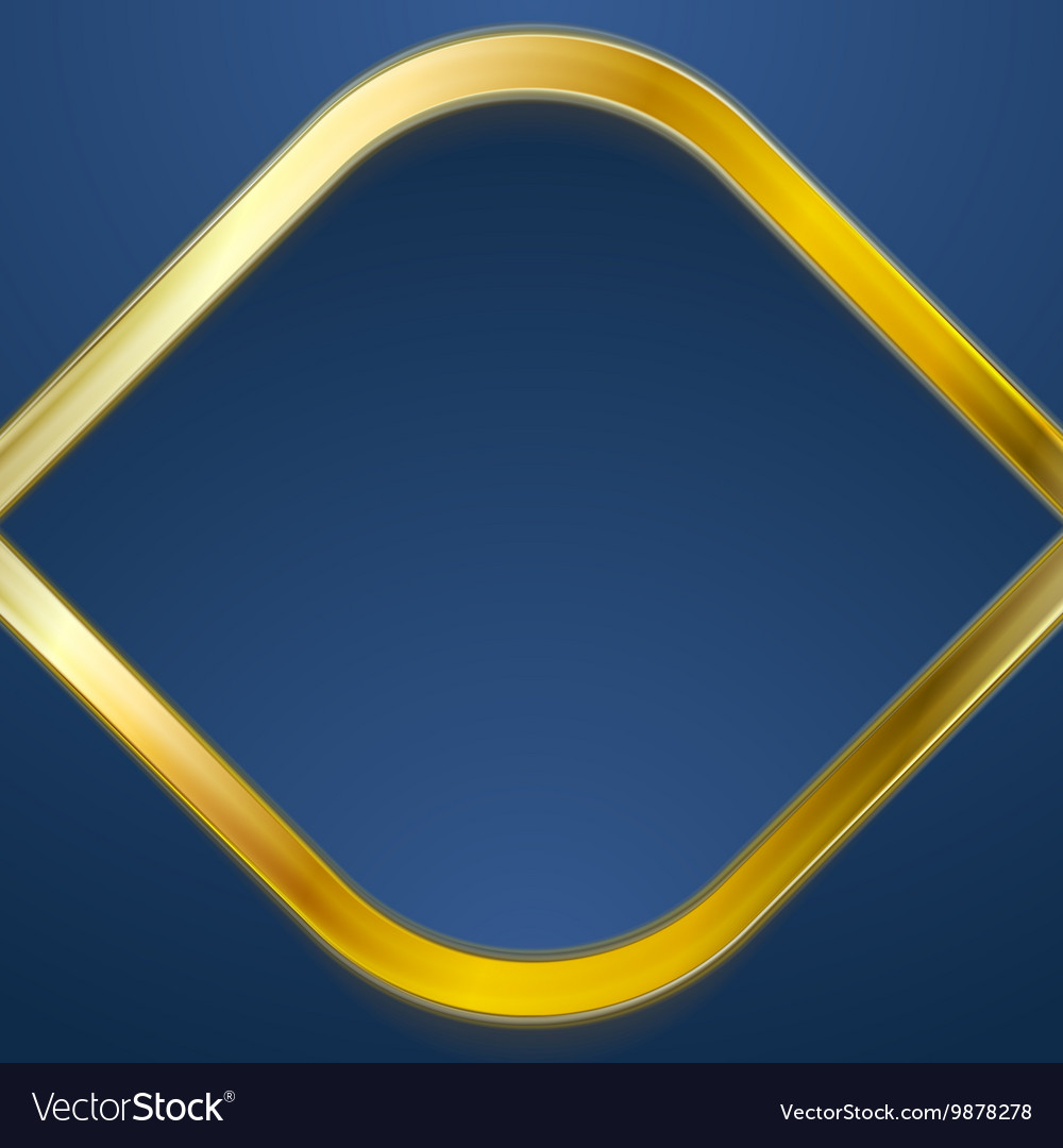 Golden metal rhombus shape on blue background Vector Image