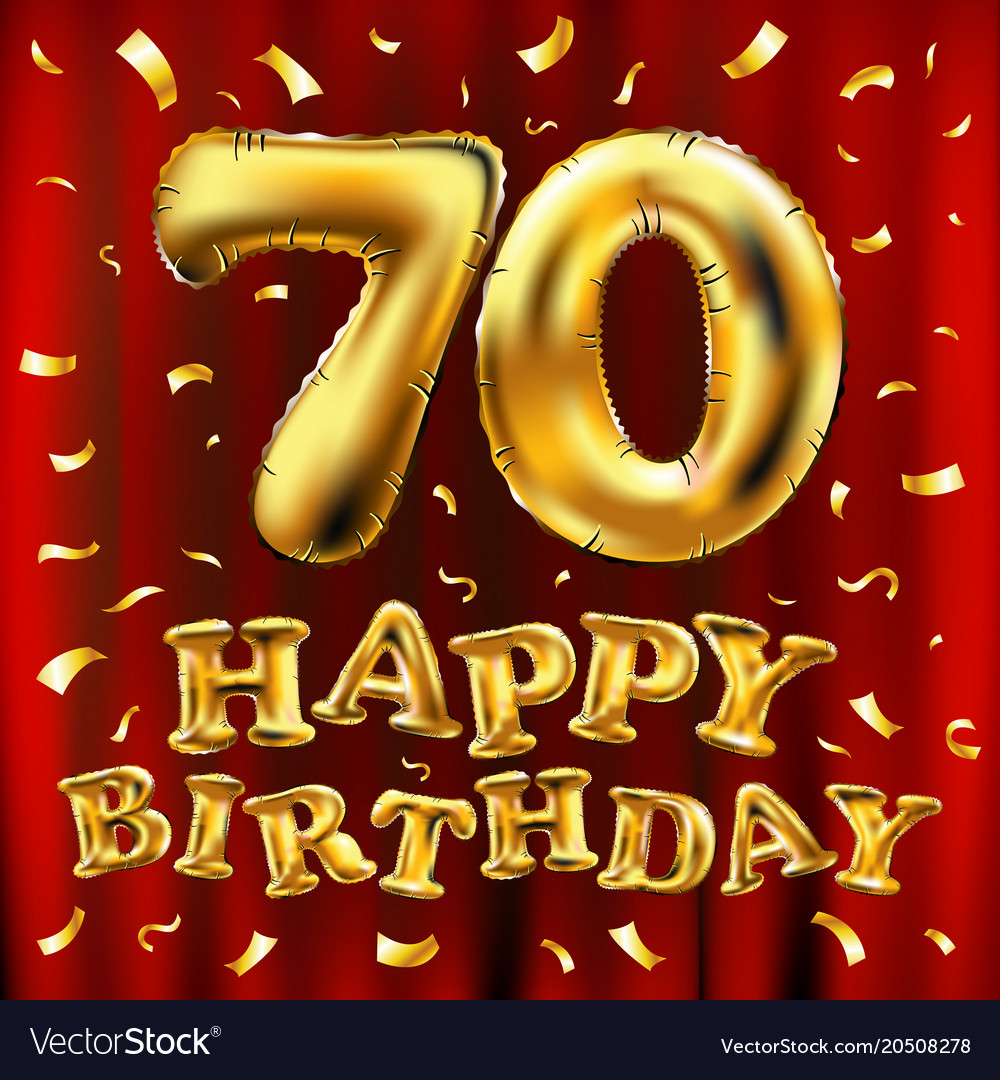 Download Happy birthday 70th celebration gold balloons and Vector Image