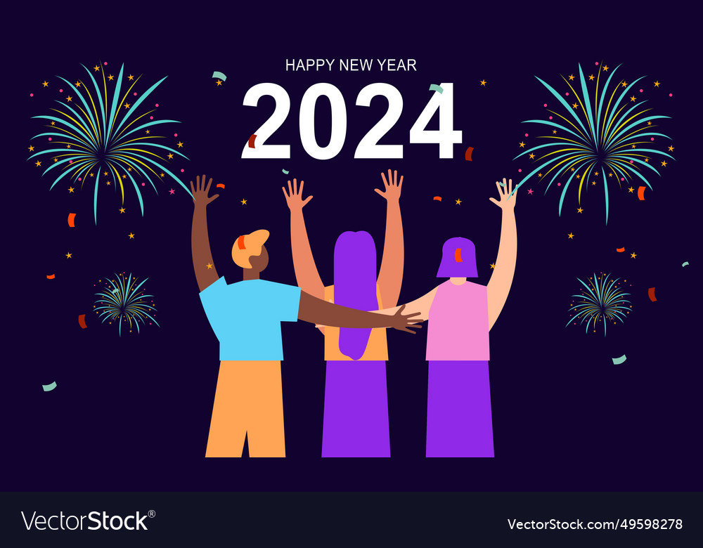 Happy new year 2024 celebration Royalty Free Vector Image