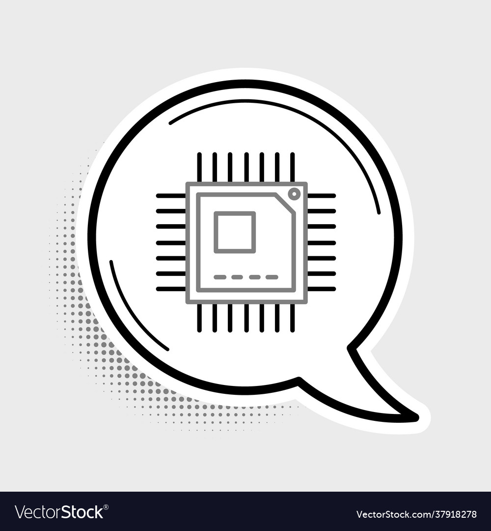 Line computer processor with microcircuits cpu vector image Line computer processor with microcircuits cpu