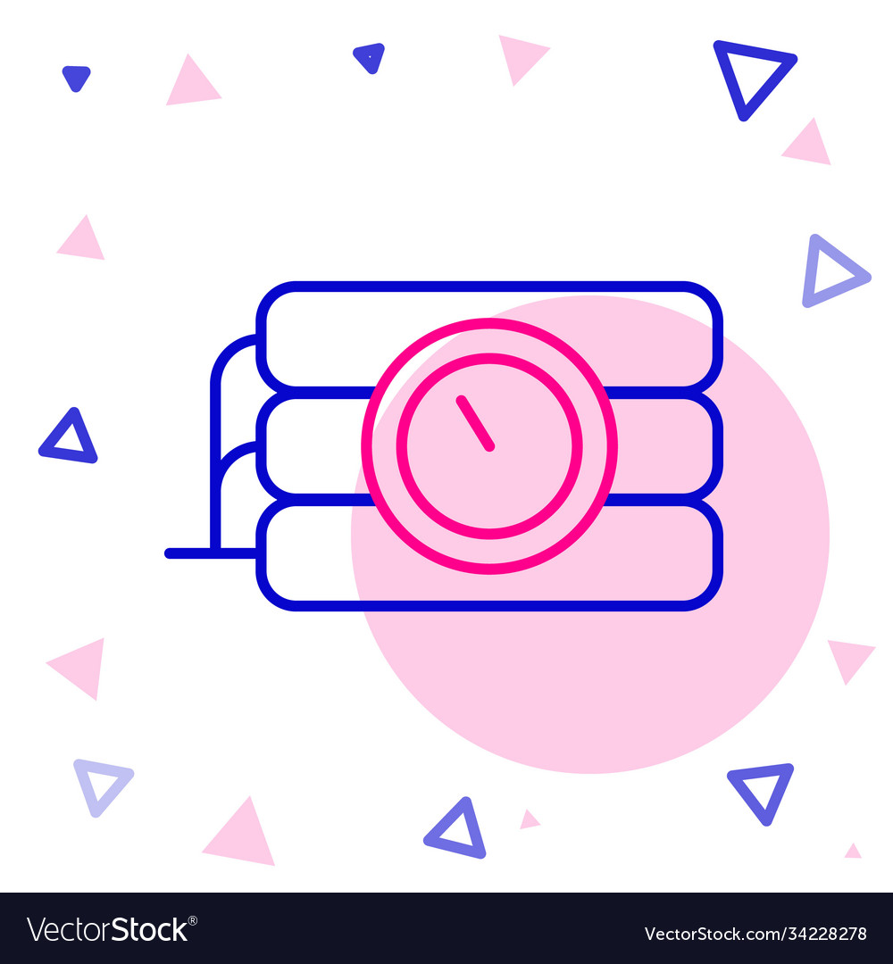 Line detonate dynamite bomb stick and timer clock vector image Line detonate dynamite bomb stick and timer clock
