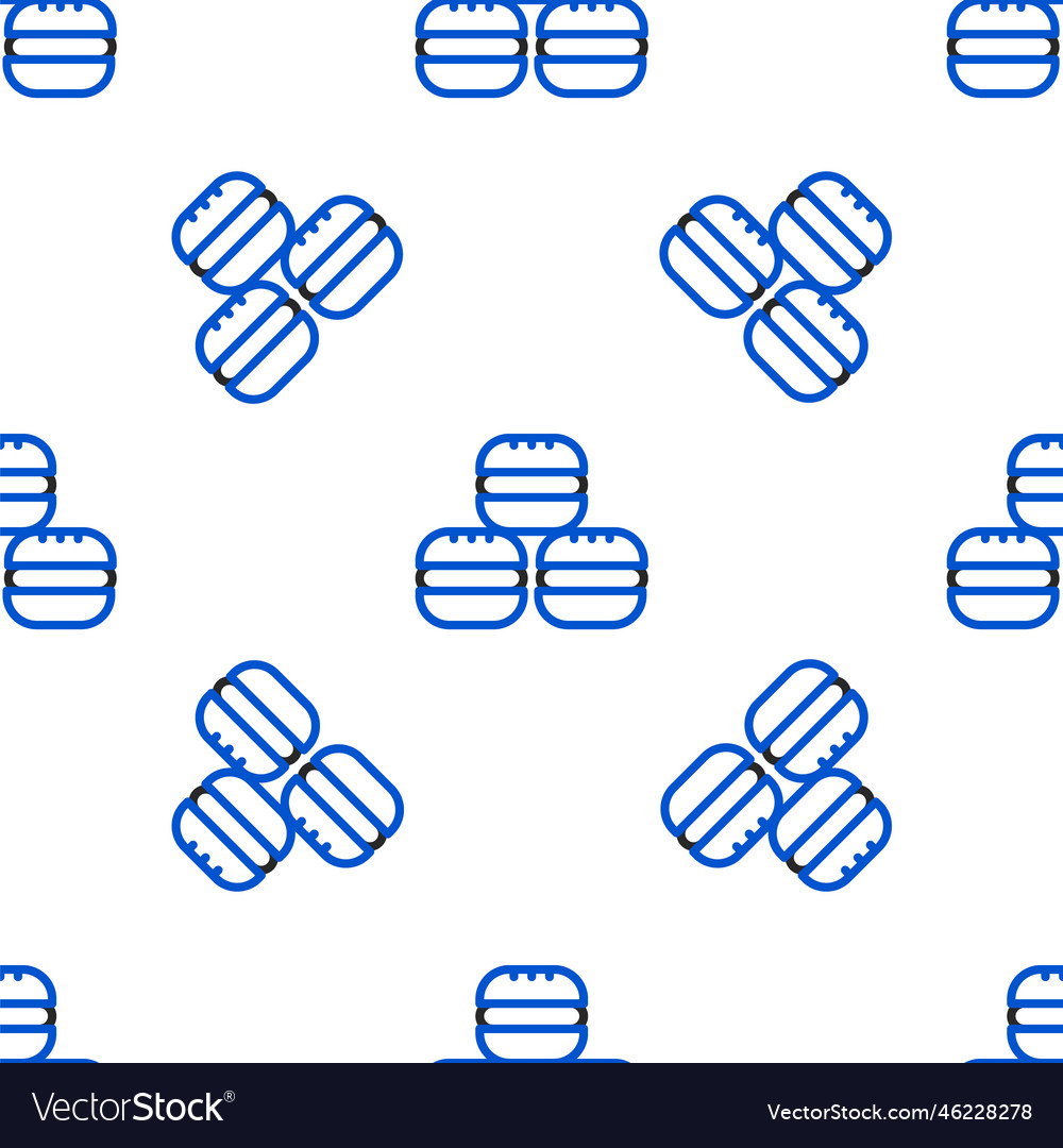 Line macaron cookie icon isolated seamless pattern vector image Line macaron cookie icon isolated seamless pattern