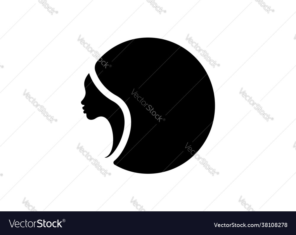 Logo round design african american woman profile