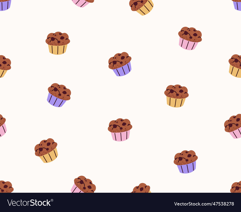 Muffins seamless pattern endless background