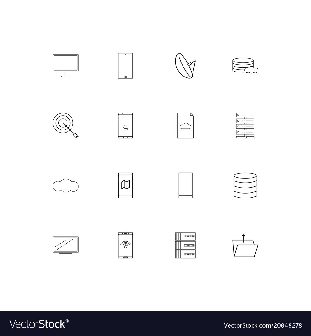 Network and database linear thin icons set
