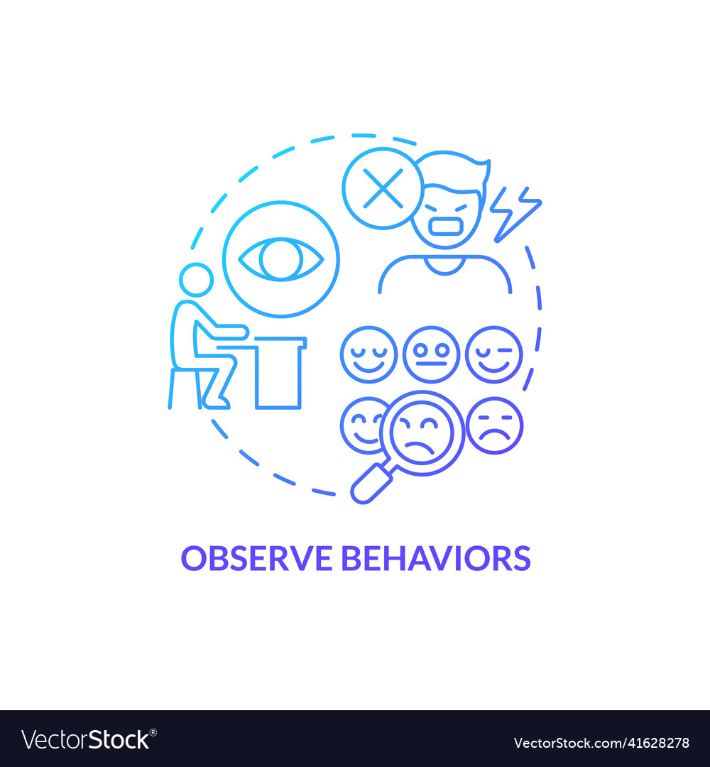 Observe behaviors blue gradient concept icon vector image Observe behaviors blue gradient concept icon