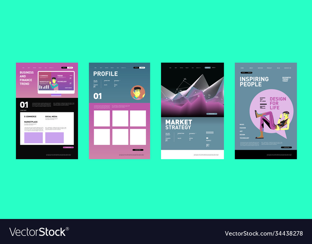 Presentation and website interface layout design Vector Image Presentation and website interface layout design