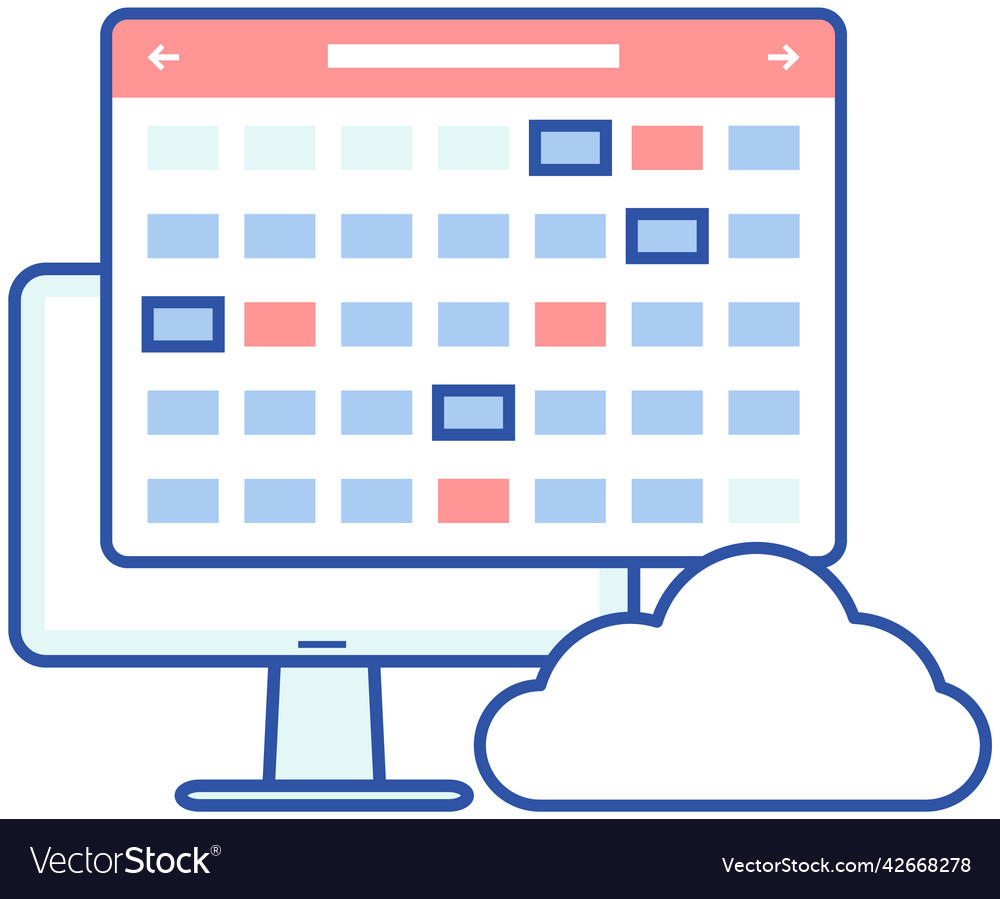 Scheduling app and cloud storage icon on screen