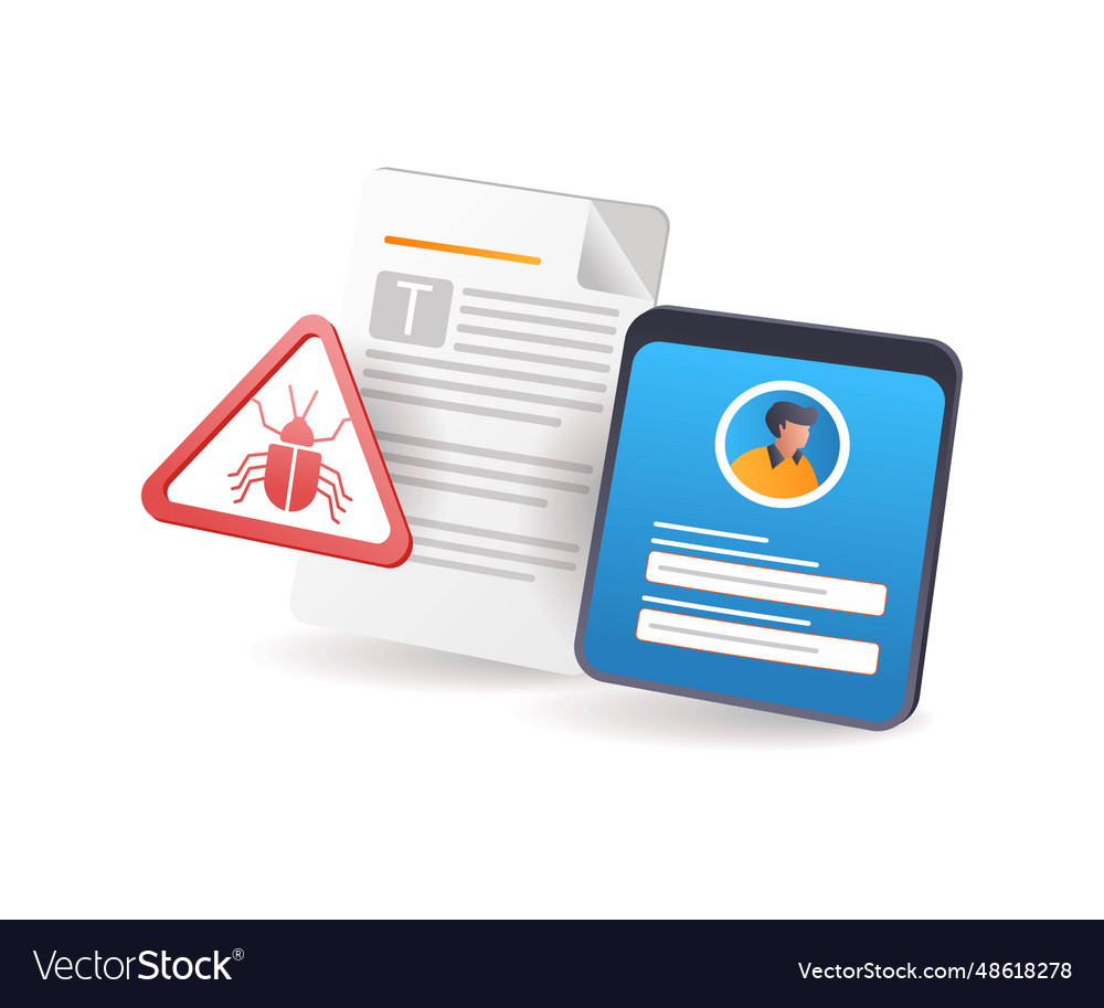 Search for malware viruses attacking personal data vector image Search for malware viruses attacking personal data