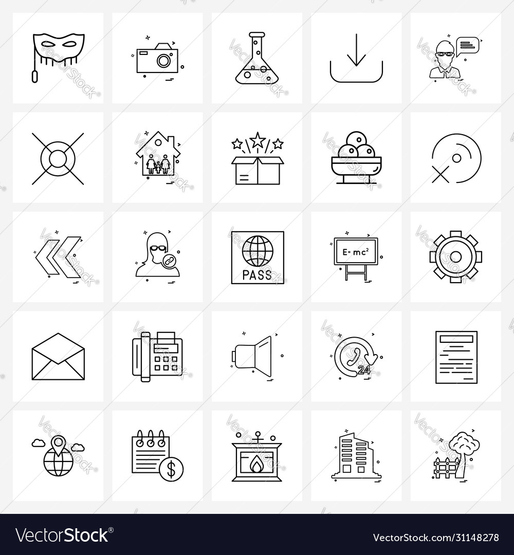 Set 25 universal line icons message