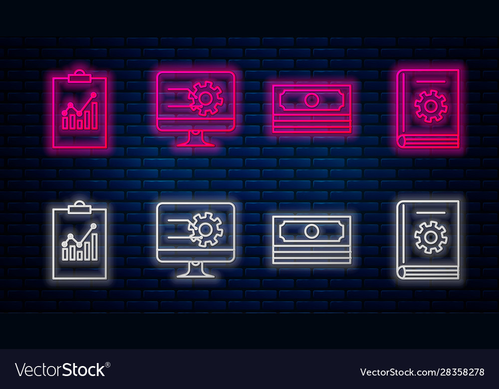 Set line computer monitor with graph chart stacks vector image Set line computer monitor with graph chart stacks
