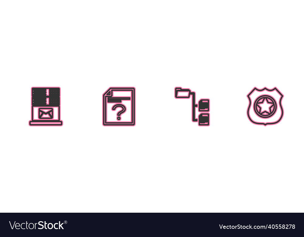 Set line mail server folder tree unknown vector image Set line mail server folder tree unknown