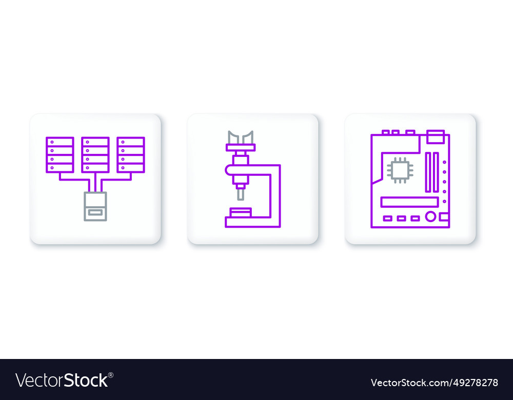 Set line motherboard server data web hosting vector image Set line motherboard server data web hosting