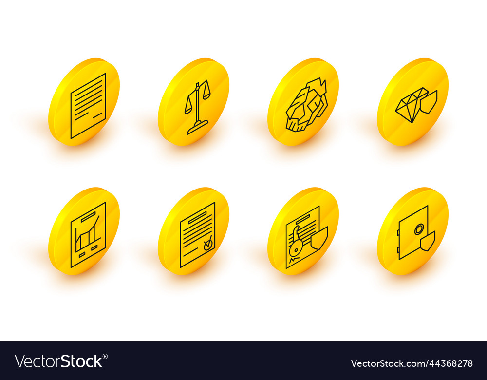 Set line safe with shield document key confirmed vector image Set line safe with shield document key confirmed