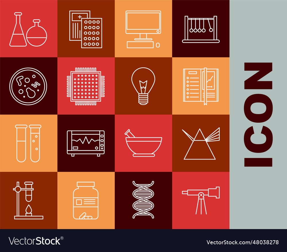 Set line telescope light rays in prism notebook vector image Set line telescope light rays in prism notebook