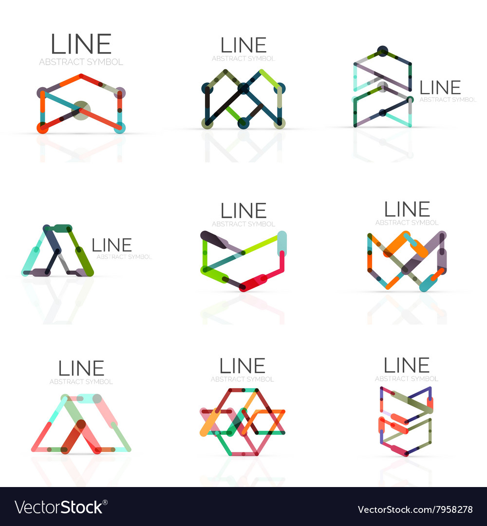 Set of linear abstract logos connected