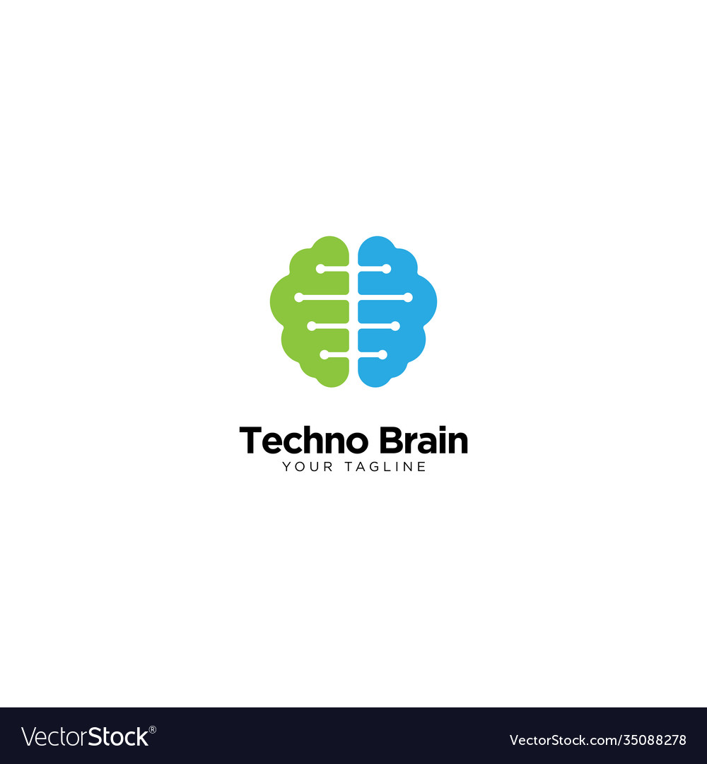 Techno brain logo design template