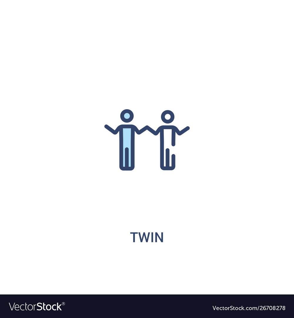 Twin concept 2 colored icon simple line element vector image Twin concept 2 colored icon simple line element