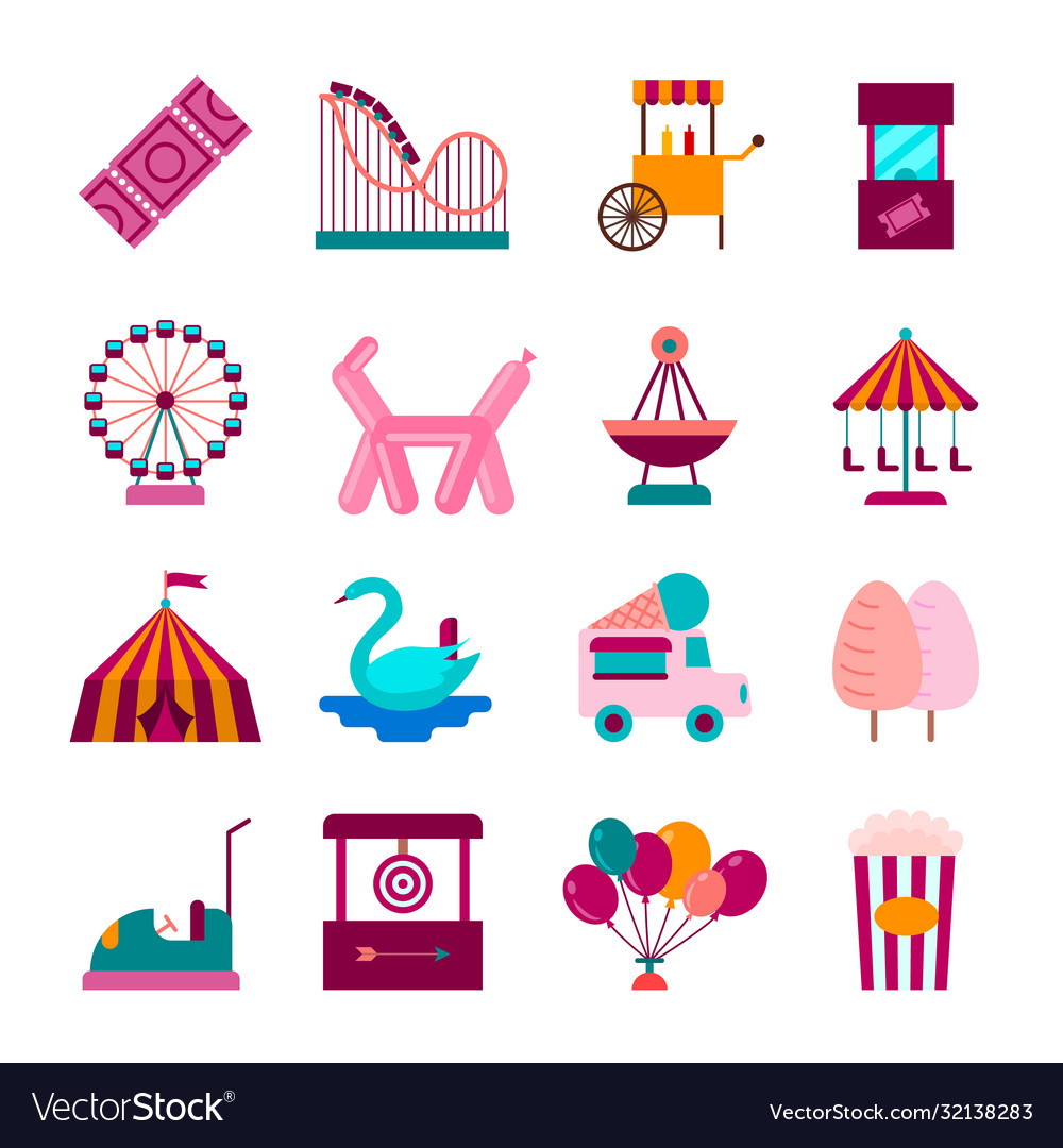 Colorful Amusement Park Icons