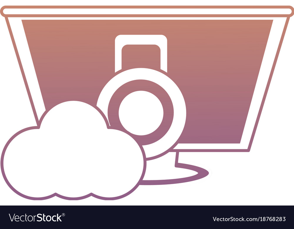 Computer with padlock and cloud icon