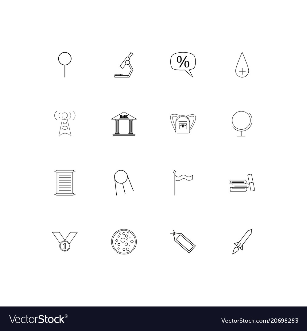 Education and science simple linear icons set