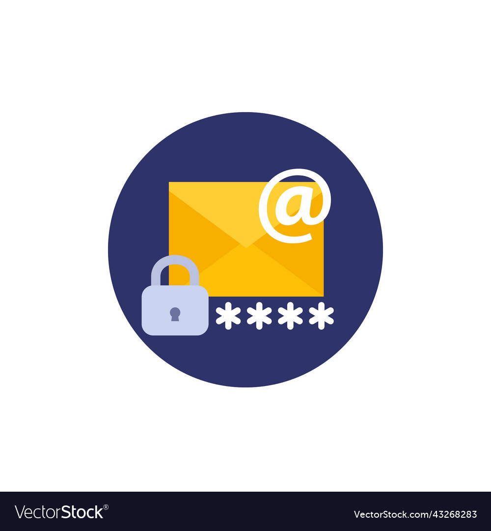 Email icon with password flat design