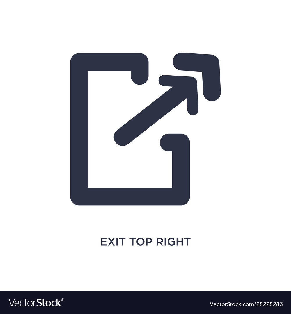 Exit top right icon on white background simple