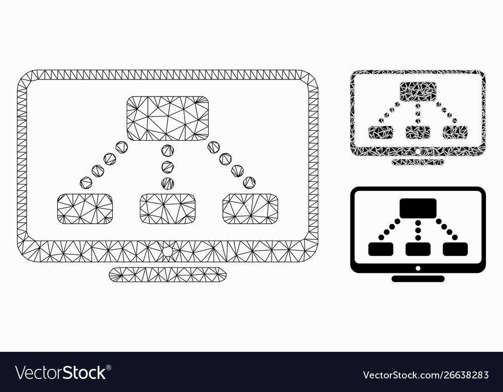 Hierarchy monitor mesh 2d model vector image Hierarchy monitor mesh 2d model