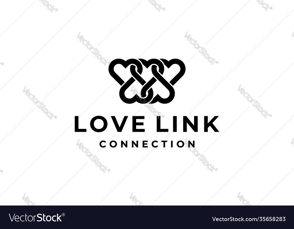 Love heart link connection logo design template