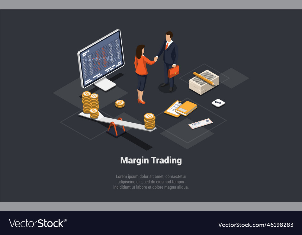 Margin trading risks and profits concept trader vector image Margin trading risks and profits concept trader