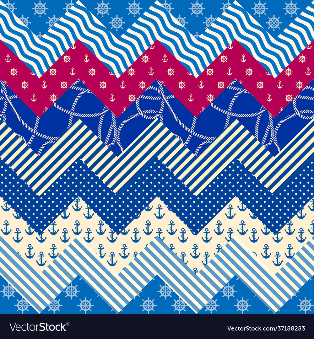 Patchwork seamless pattern in marine style art Vector Image Patchwork seamless pattern in marine style art