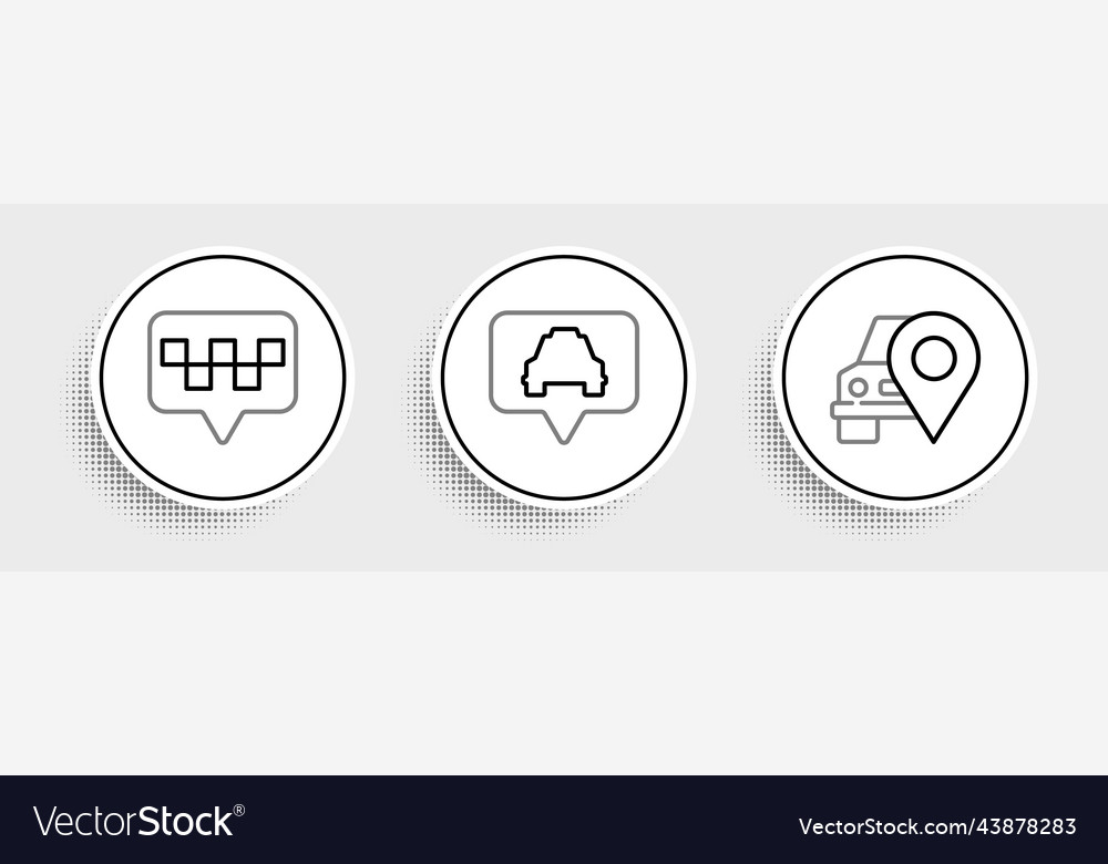 Linienkartenzeiger mit Taxi und Symbol vector image Linienkartenzeiger mit Taxi und Symbol