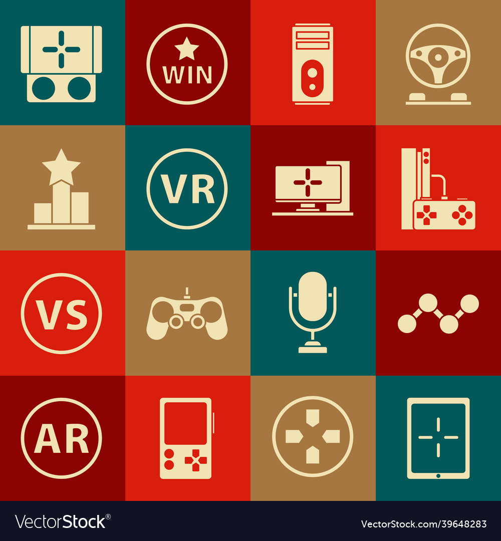 Set tablet share game console with joystick vector image Set tablet share game console with joystick
