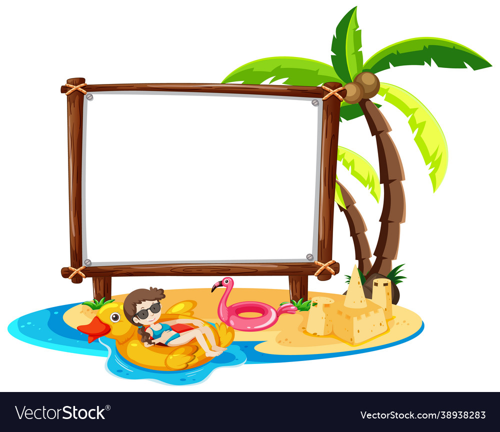 Summer beach theme with empty banner isolated