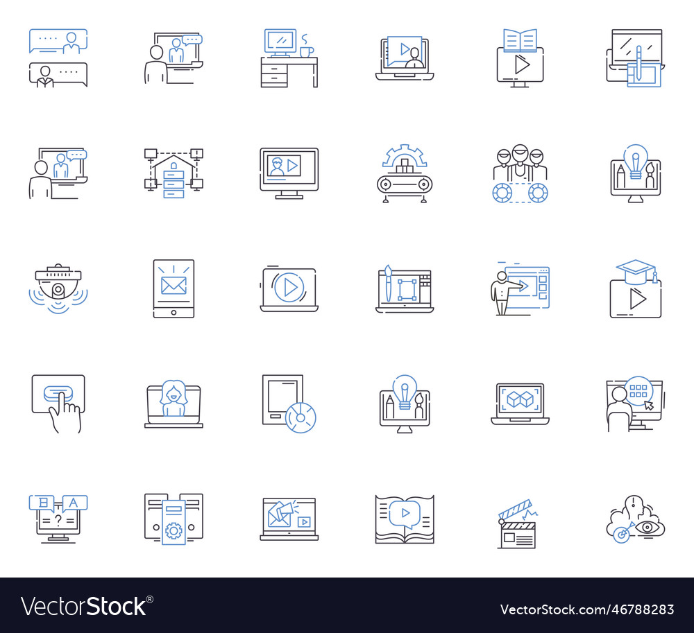 Technology systems line icons collection