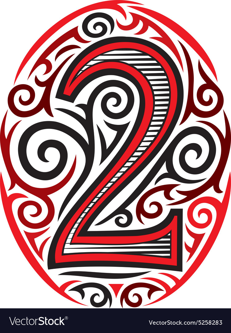 Tribal style number Royalty Free Vector Image VectorStock