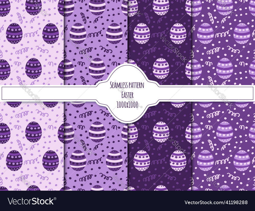 A set of seamless patterns with easter eggs vector image A set of seamless patterns with easter eggs